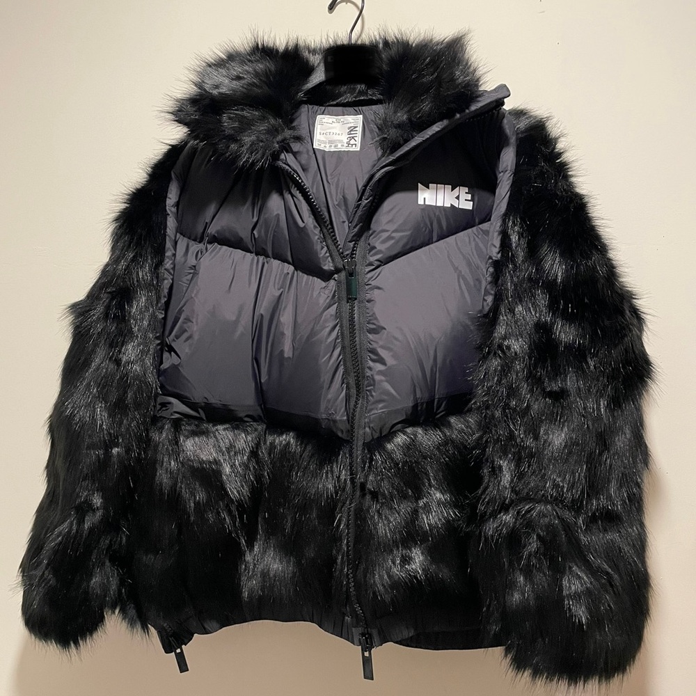 $600 Nike x Sacai Women's XL  Parka 'Black' - CT3267-010 Down Jacket Faux Fur XL